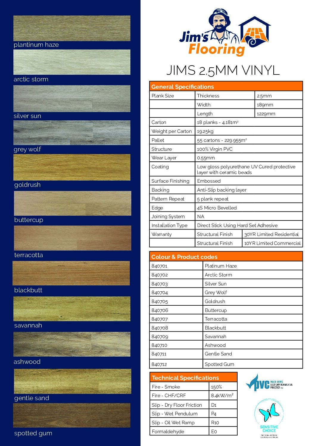 VINYL PLANK :Jim's 2.5mm Oak Vinyl
