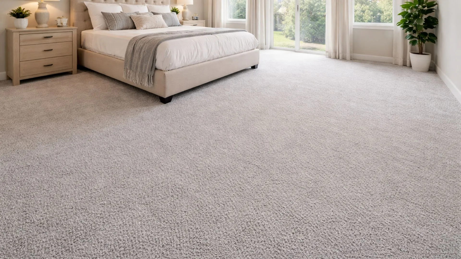 A recently installed carpet installation in Adelaide Home bedroom by Jim's Flooring.