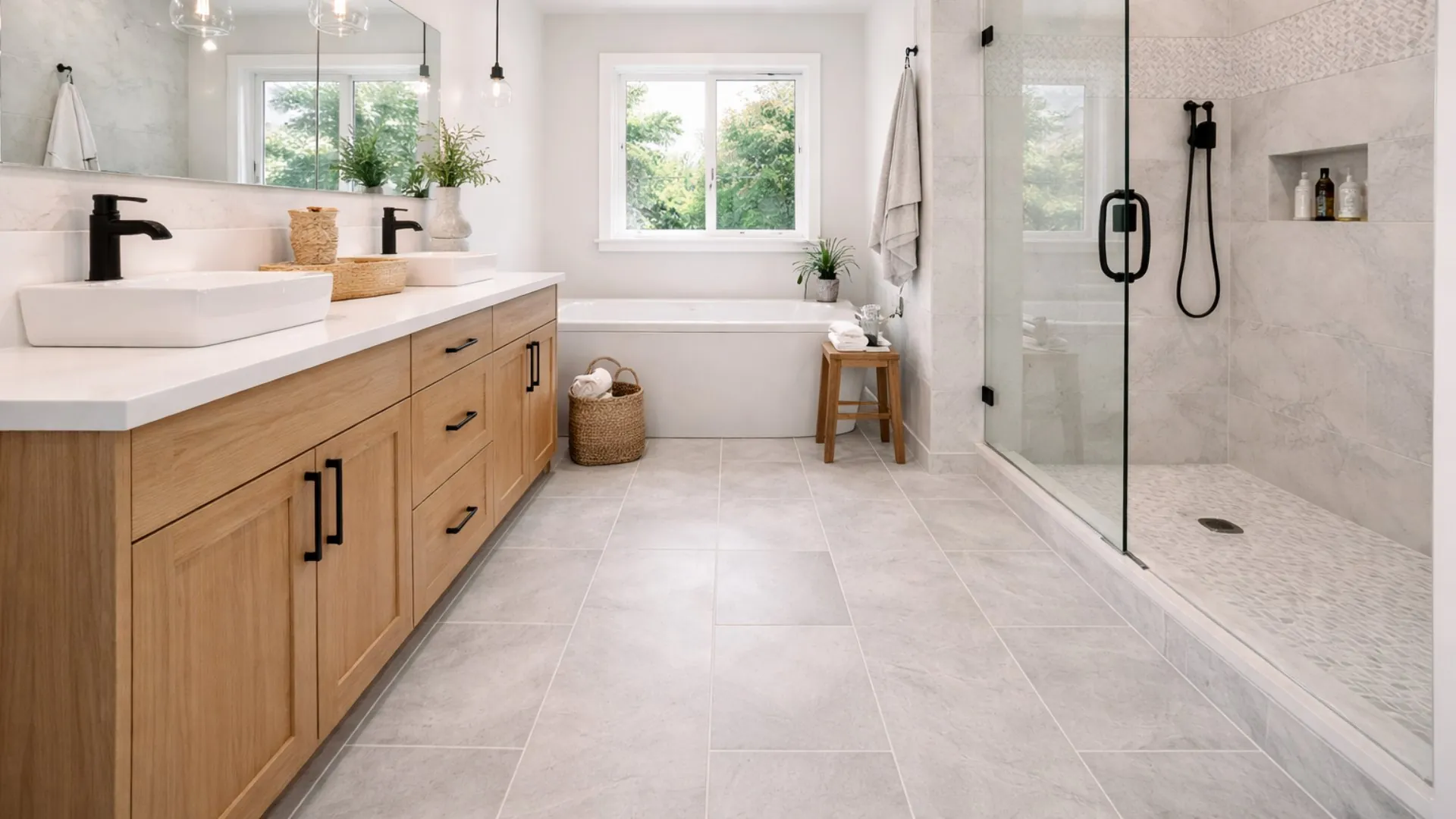 Vinyl Flooring in Adelaide Home bathroom installed by Jim's Flooring.